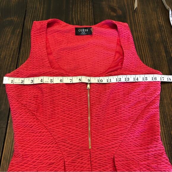 Guess Red Sleeveless A-Line Pleated Dress Women’s Size 6 Midi Minimalist Stretch - Picture 5 of 11